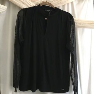 DKNY long mesh sleeve blouse
